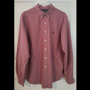Ralph Lauren Men’s Dark Orange Plaid Button-Down Shirt XL – Classic Fit